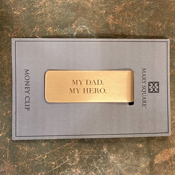 Mary Square Engraved "My Dad, My Hero" Money Clip - Picture 3 of 5